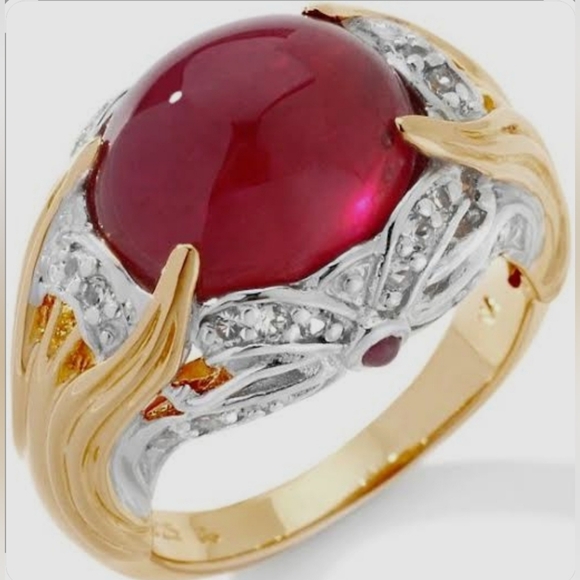 Victoria Wieck Jewelry - Rare Victoria Weick Ruby Ring 18k Yellow Gold Vermeil Size 8.5!